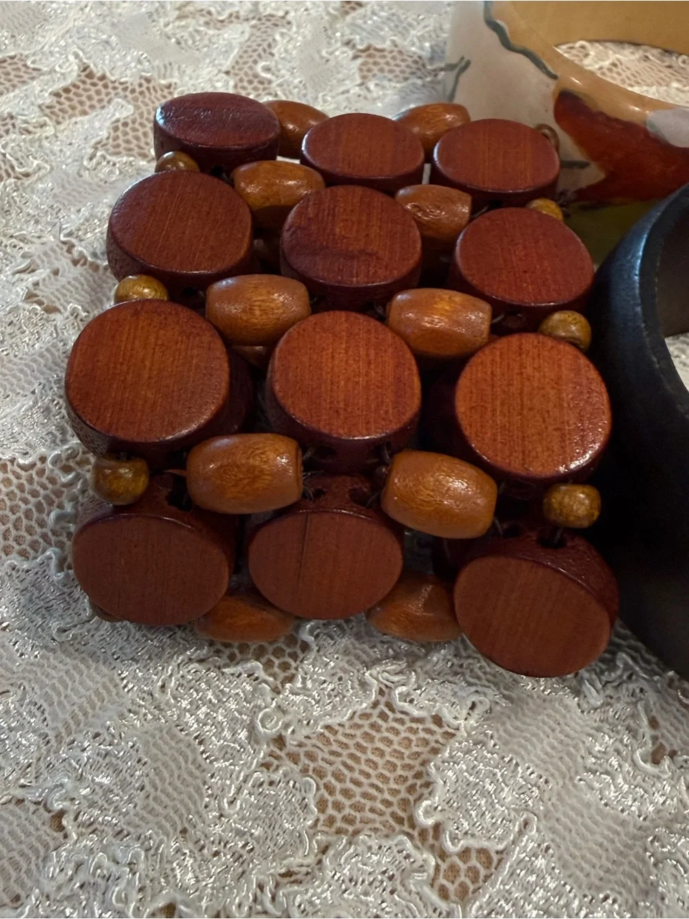 Bohemian western wood bangle bracelet set of 3 festival preppy hippie artsy